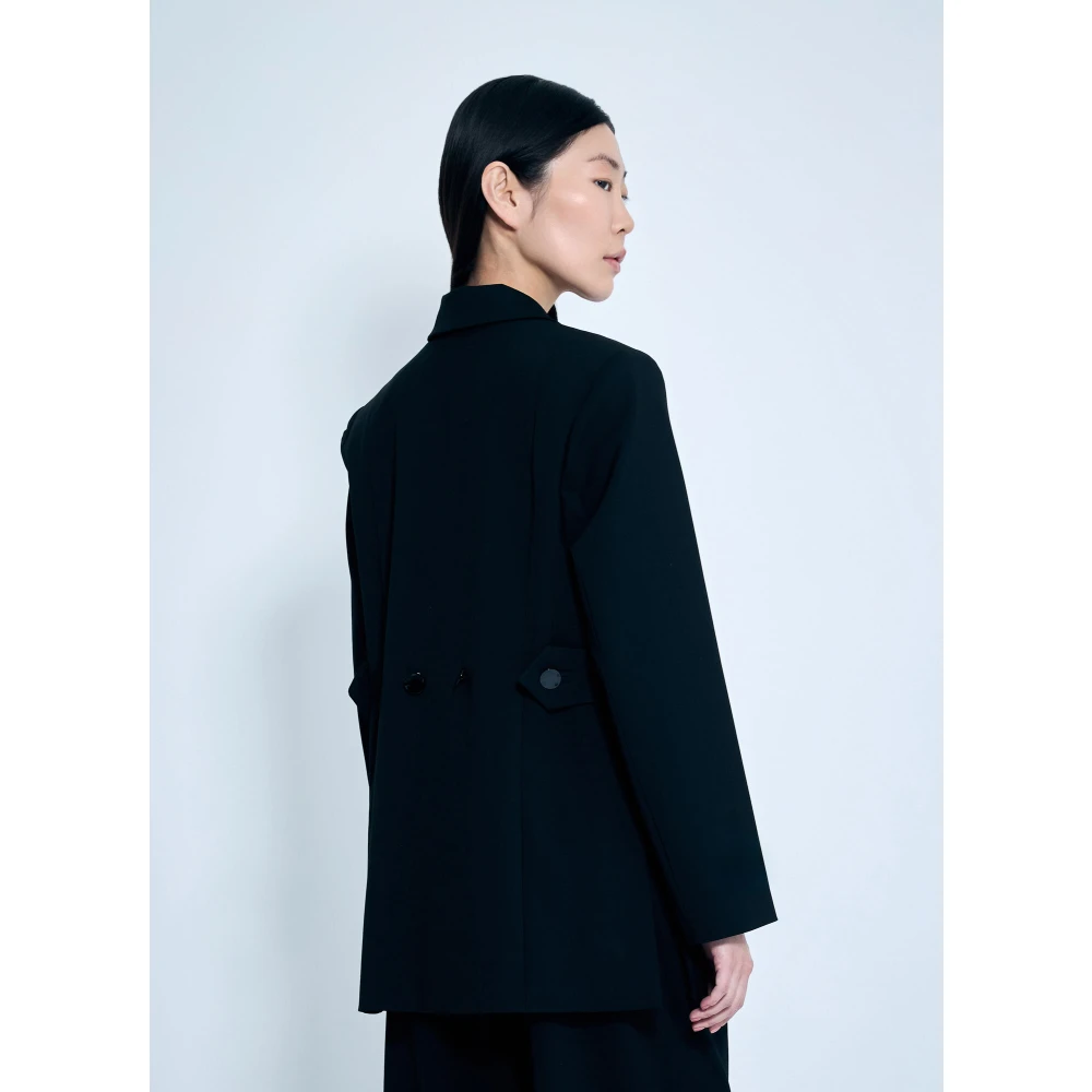 Ganni Twill Suiting Blazer met Verstelbare Taille Black Dames