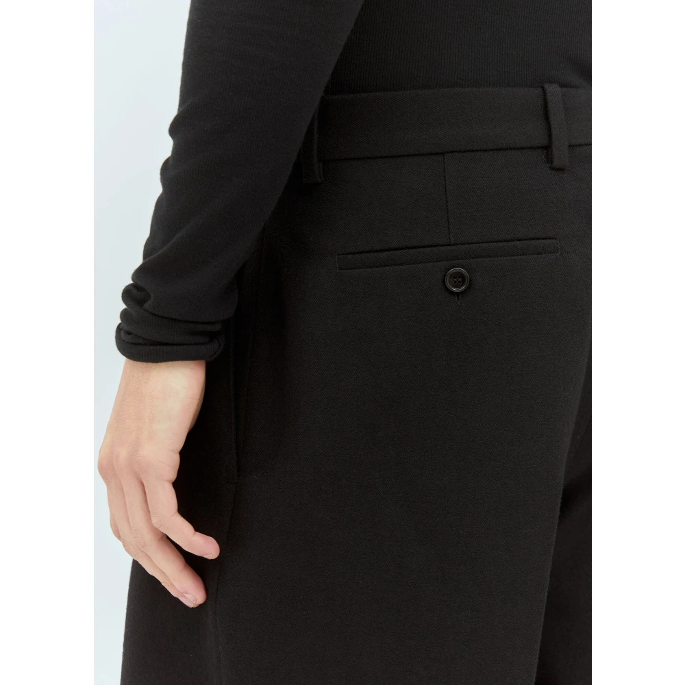 Burberry Wijde wollen broek met voorplooien Black Heren