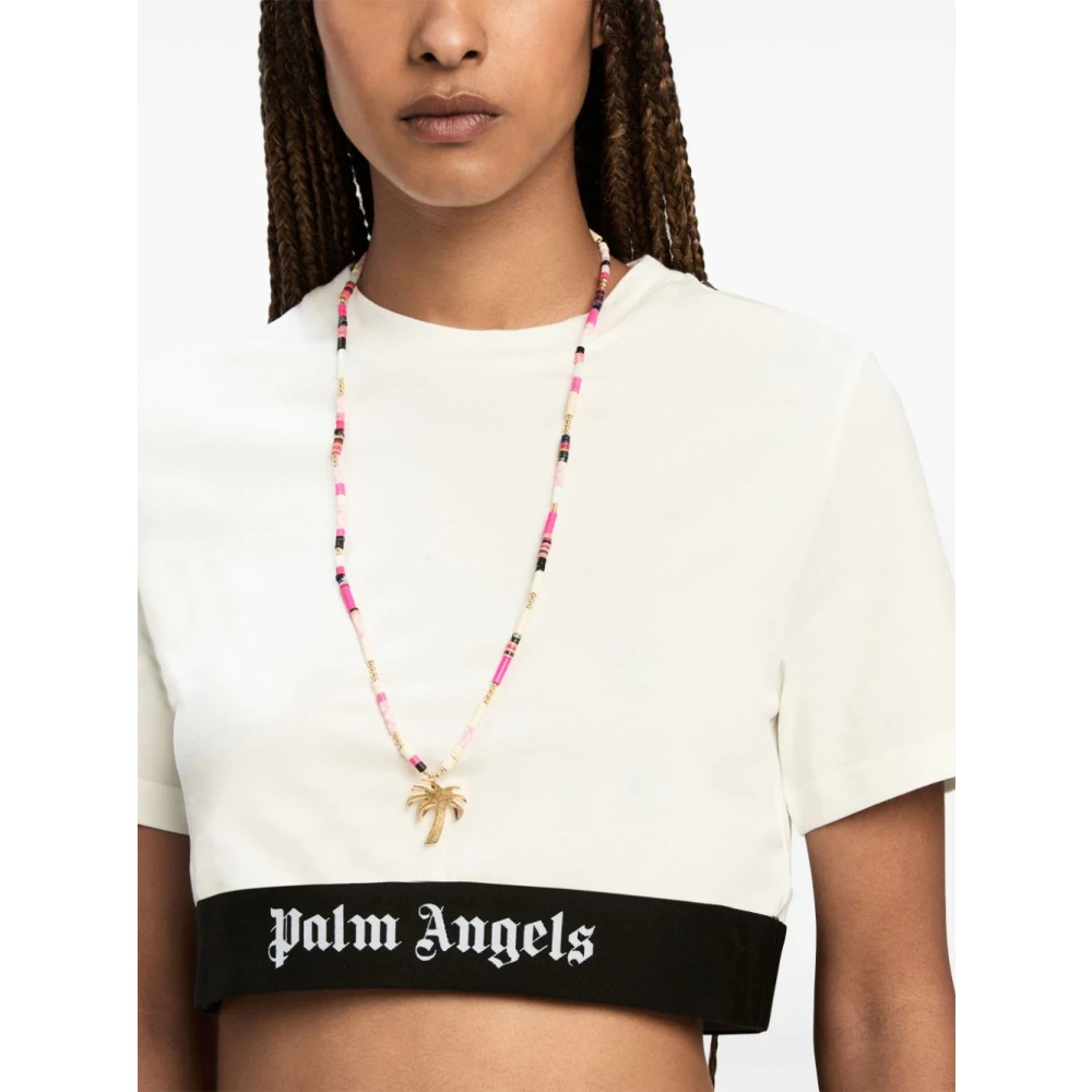 Palm Angels Logo Underband Crew Neck T-shirt White Dames