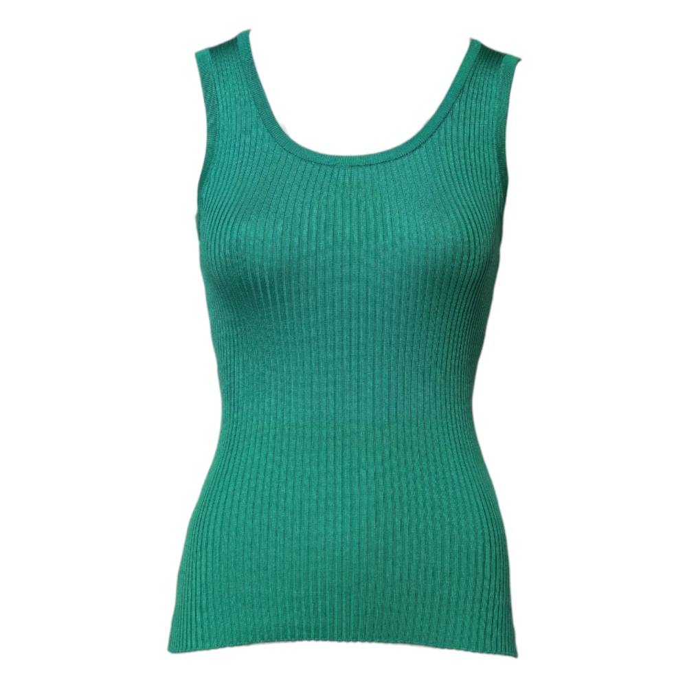 Dolce & Gabbana Women's Green Silk Sleeveless Tank Top