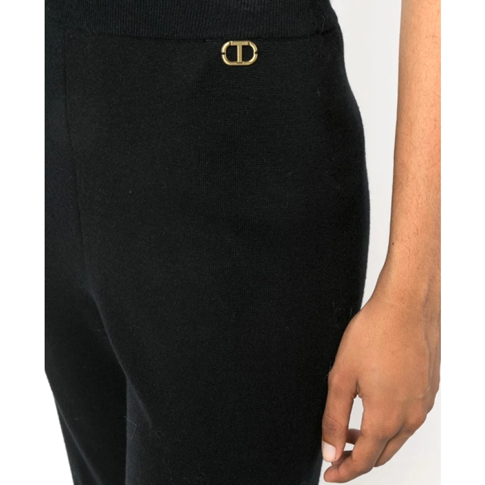 Twinset Zwarte gebreide broek Black Dames