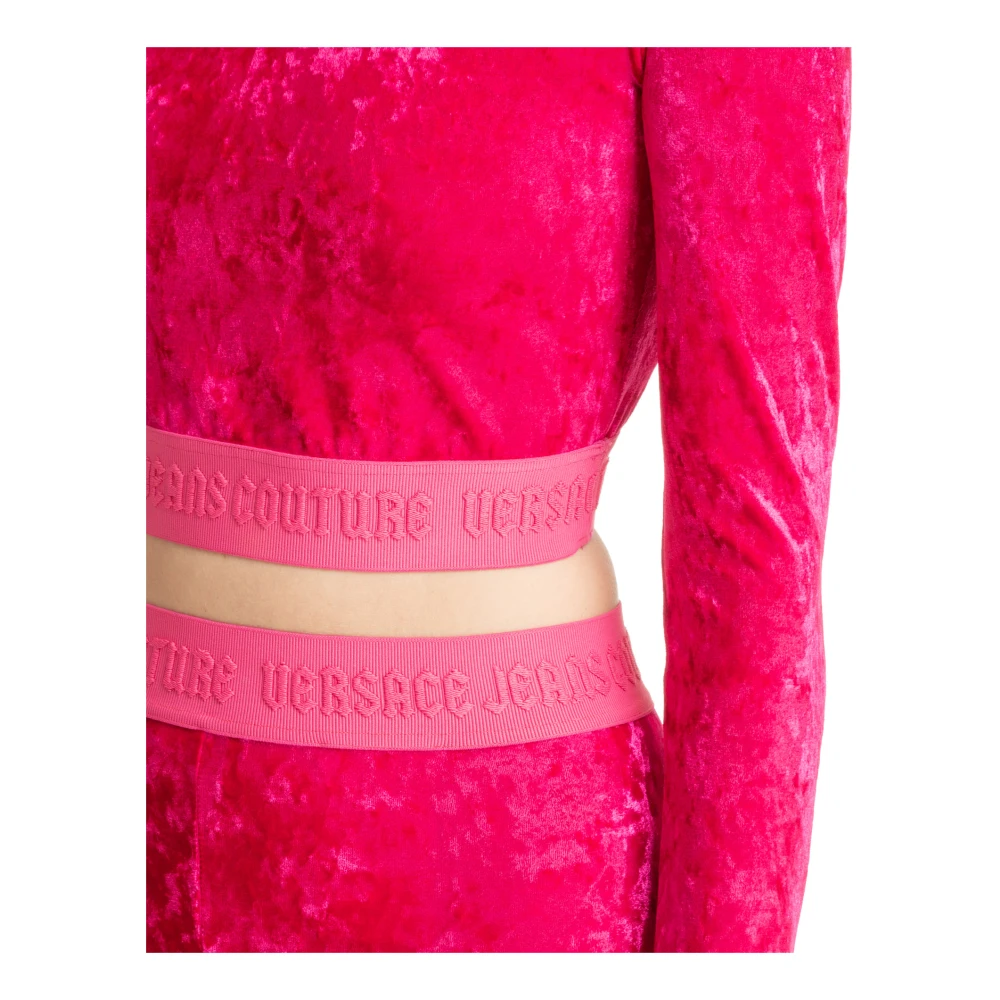 Versace Jeans Couture Effen Logo Crop Top Pink Dames