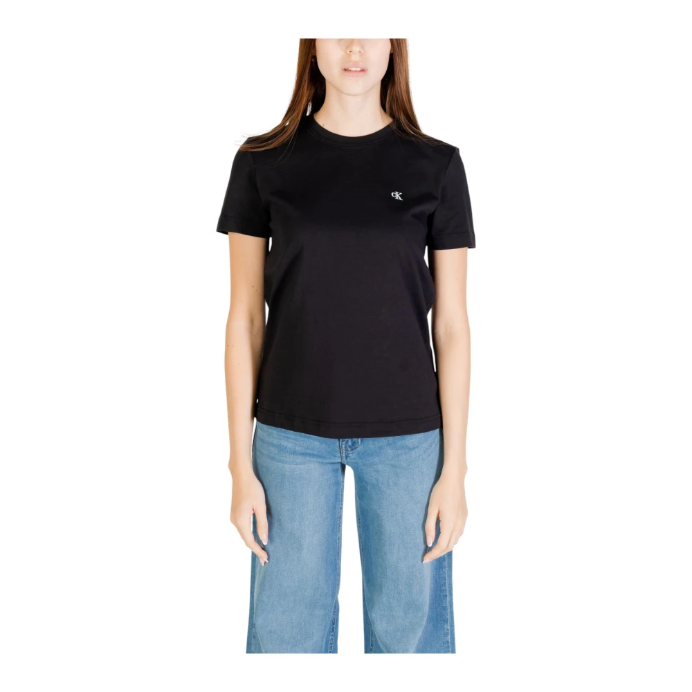 Calvin Klein Jeans Women's Black Cotton T-Shirt With Round Neck