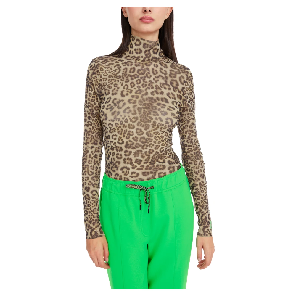 Marc Cain Mesh Longsleeve met Turtle Neck Brown Dames