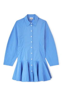 Stretch Cotton Mini Shirt Dress