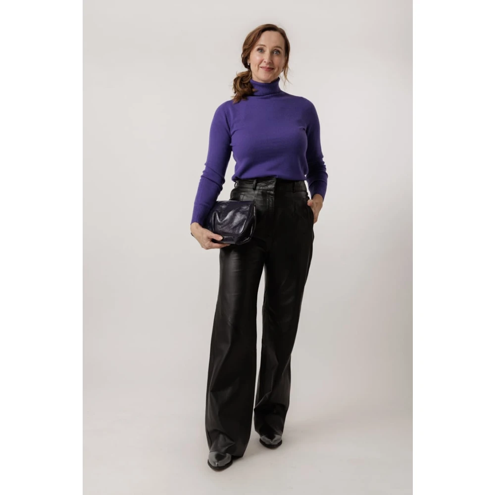 Alter Ego Zwarte leren trendsetter broek Black Dames