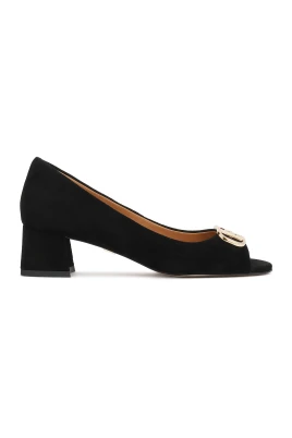 Low Suede Peep Toe Pumps