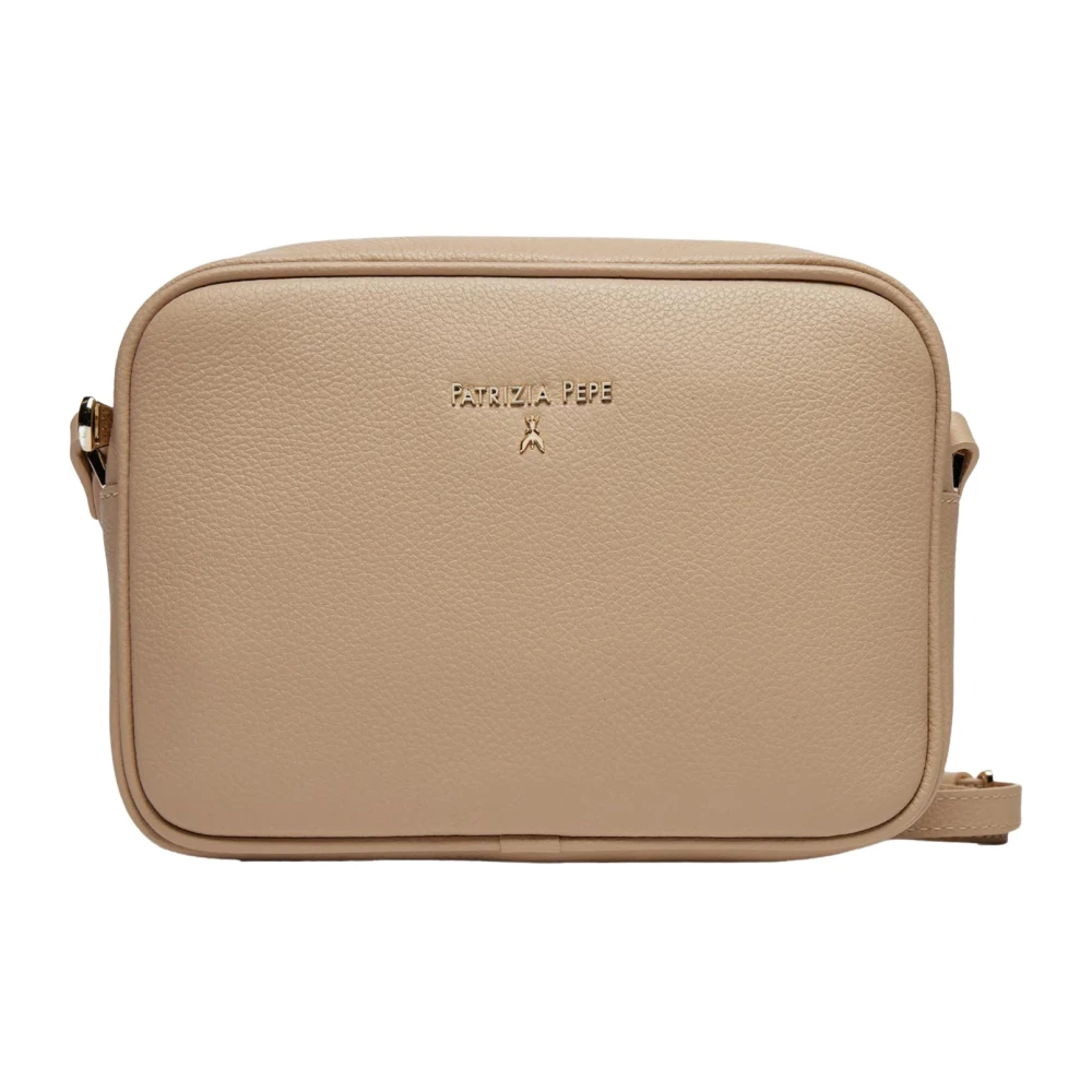 Patrizia Pepe Women's Beige Cross Body Bags, One Size, Leather Camera Bag With Adjustable Strap
