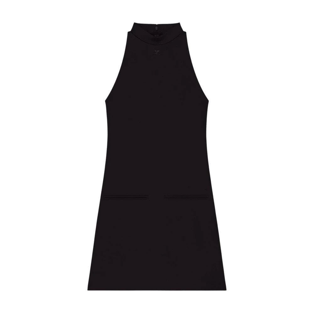 Courrèges Donna Nero Abito In Seta E Nylon