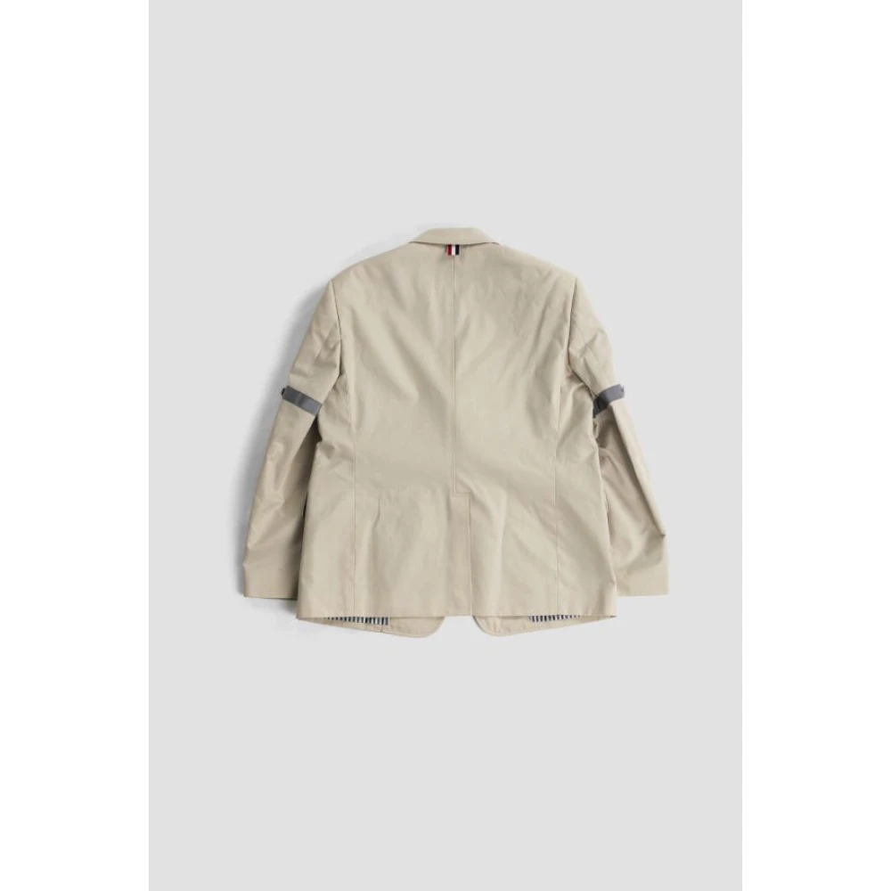 Thom Browne Beige blazerjas met gestreepte voering Beige Heren