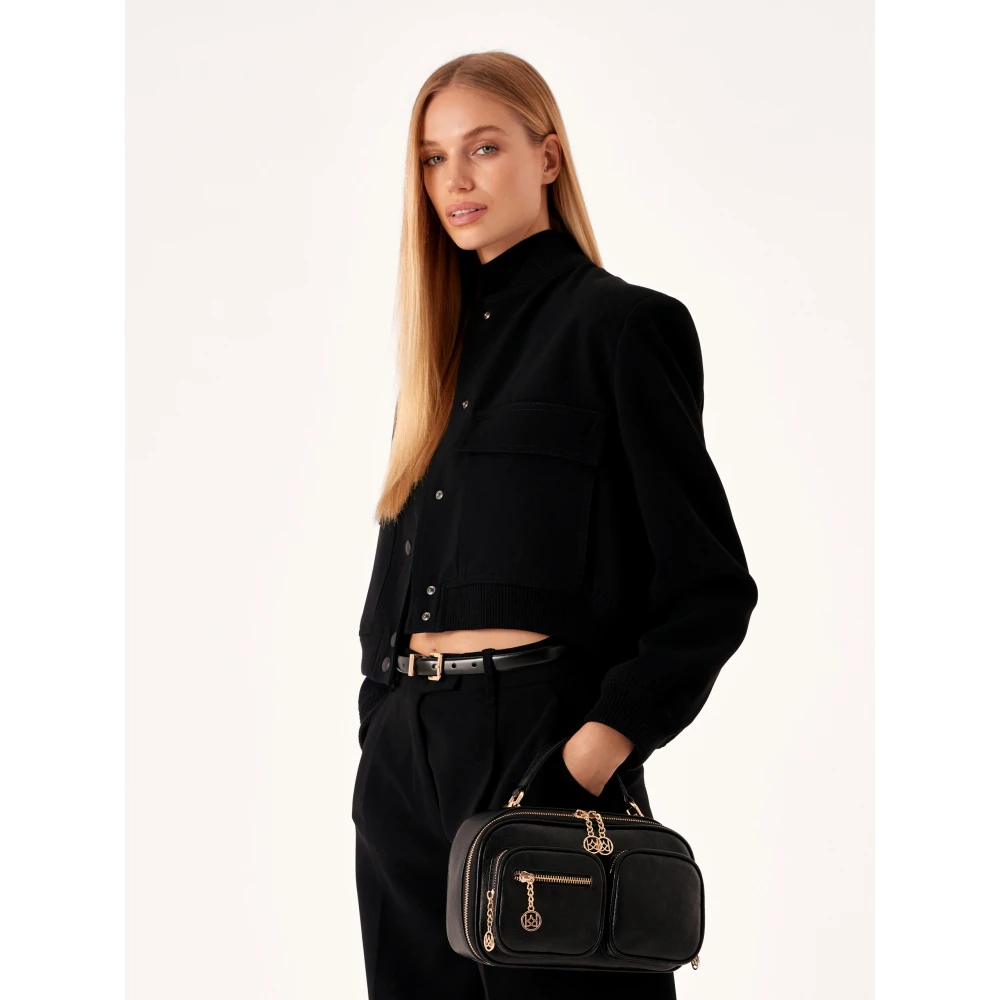 Kazar Zwarte leren handtas met ruim interieur Black Dames