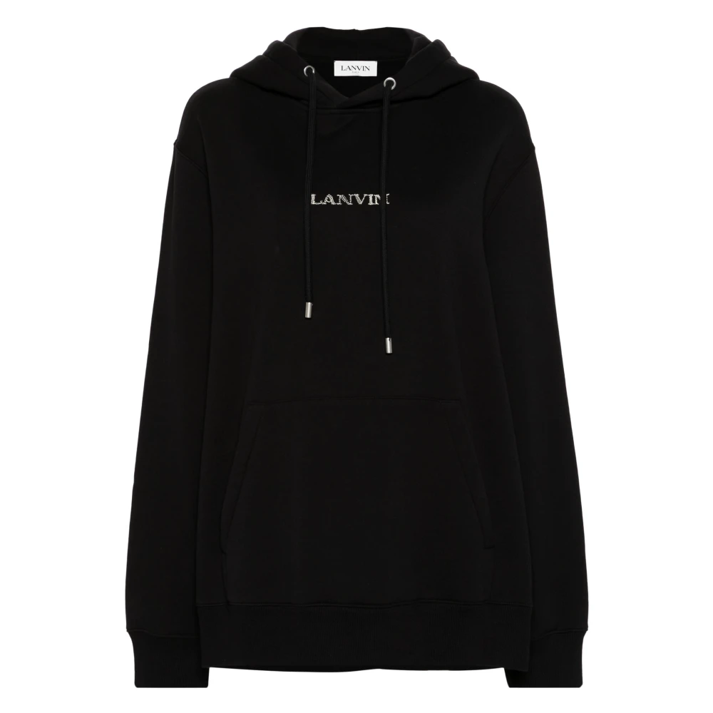 Lanvin Black Hoodies, Female, Xl, Embroidered Logo Hoodie