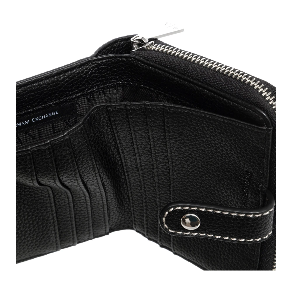 Armani Exchange Stijlvolle Portemonnee met Knoopsluiting Black Dames