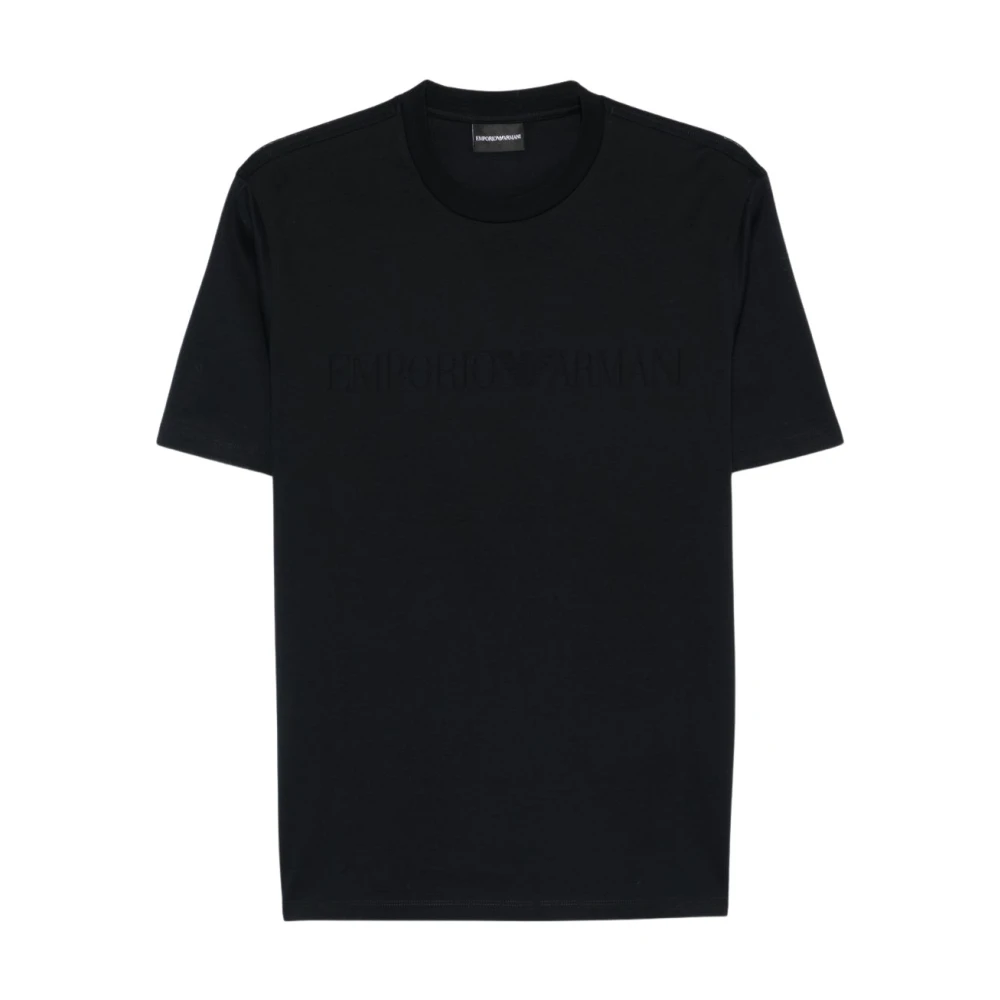 Emporio Armani Men's Blue T-Shirts, Xl, Embossed Logo Crewneck T-Shirt