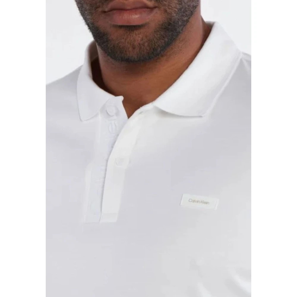 Calvin Klein Glad Katoen Logo Polo Shirt White Heren