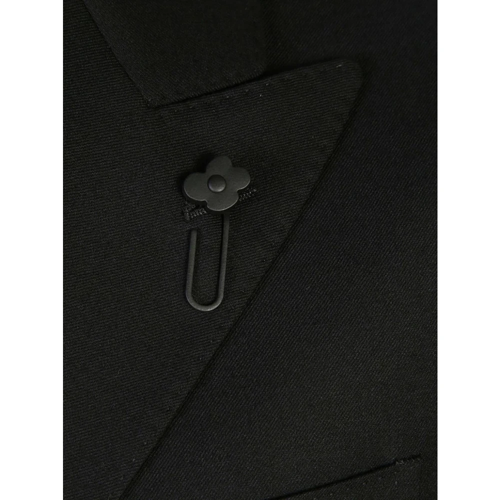 Lardini Zwarte Wol Double-Breasted Jas Black Heren