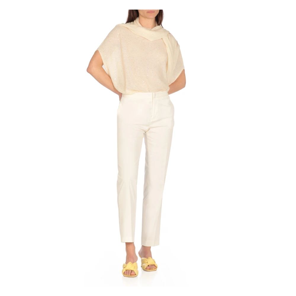 Fabiana Filippi Ivoor Paillet Mouwloze Trui Beige Dames