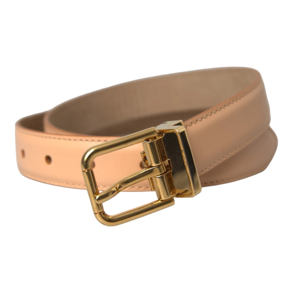 Dolce & Gabbana Women's Beige Metal Logo Buckle Belt