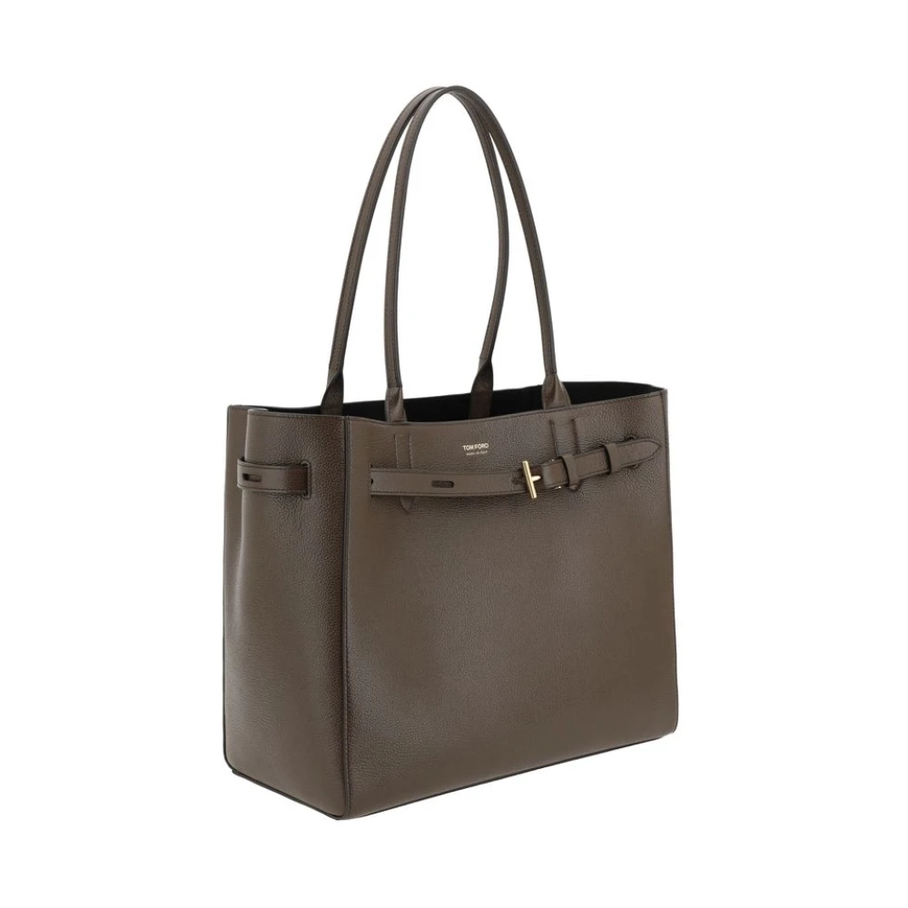 Tom Ford Leren schoudertas met riemsluiting Brown Dames