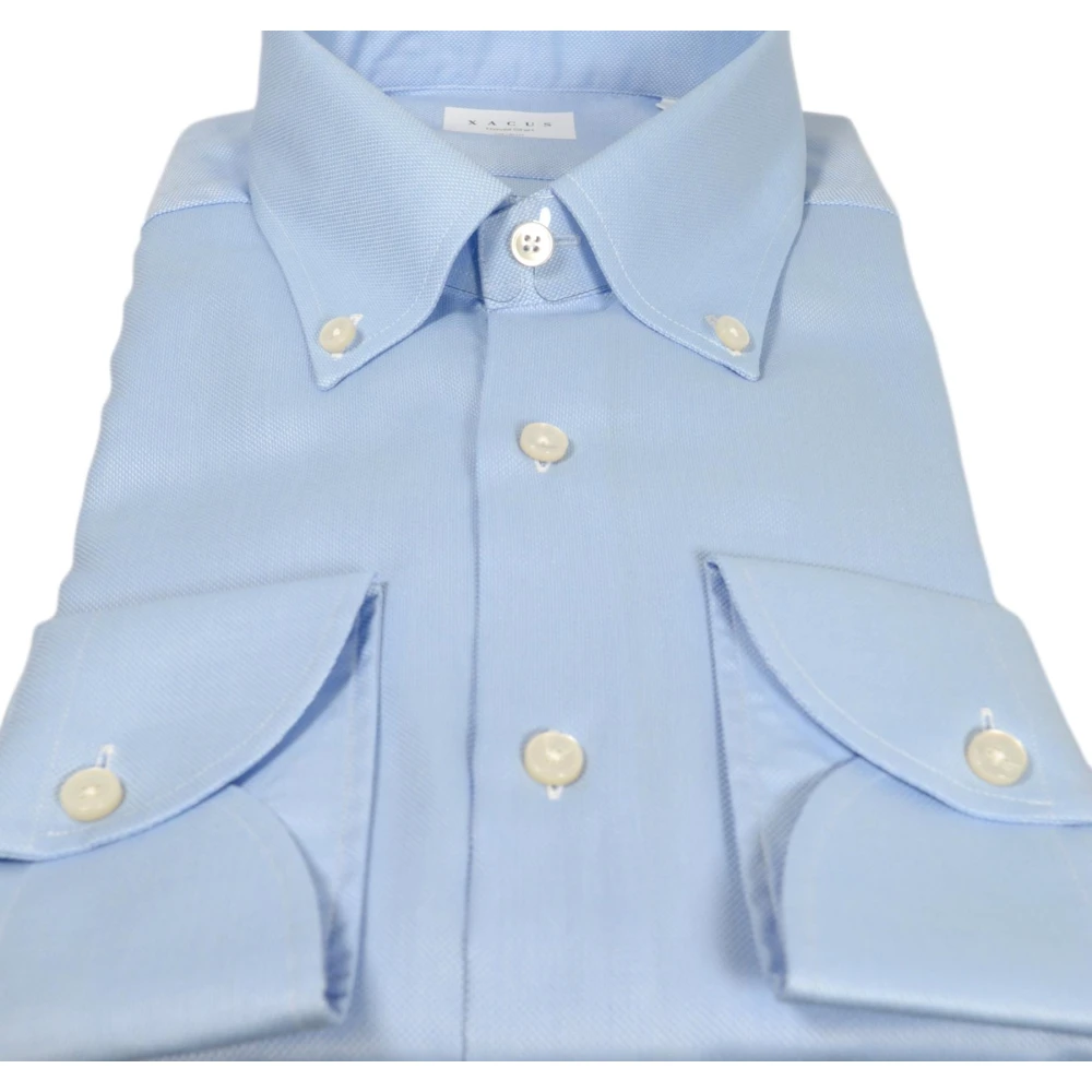 Xacus Button Down Oxford Reis Shirt Blue Heren
