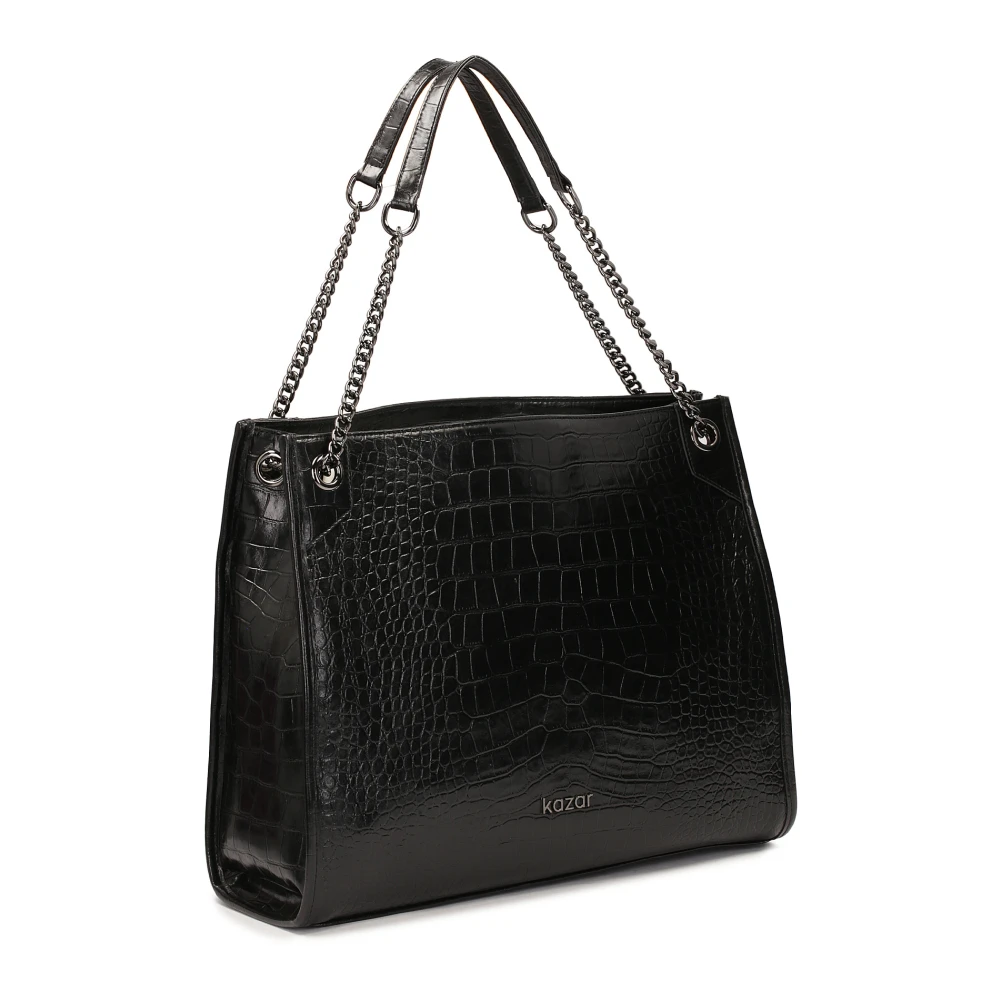 Kazar Elegante handtas met kettinghandvatten Black Dames