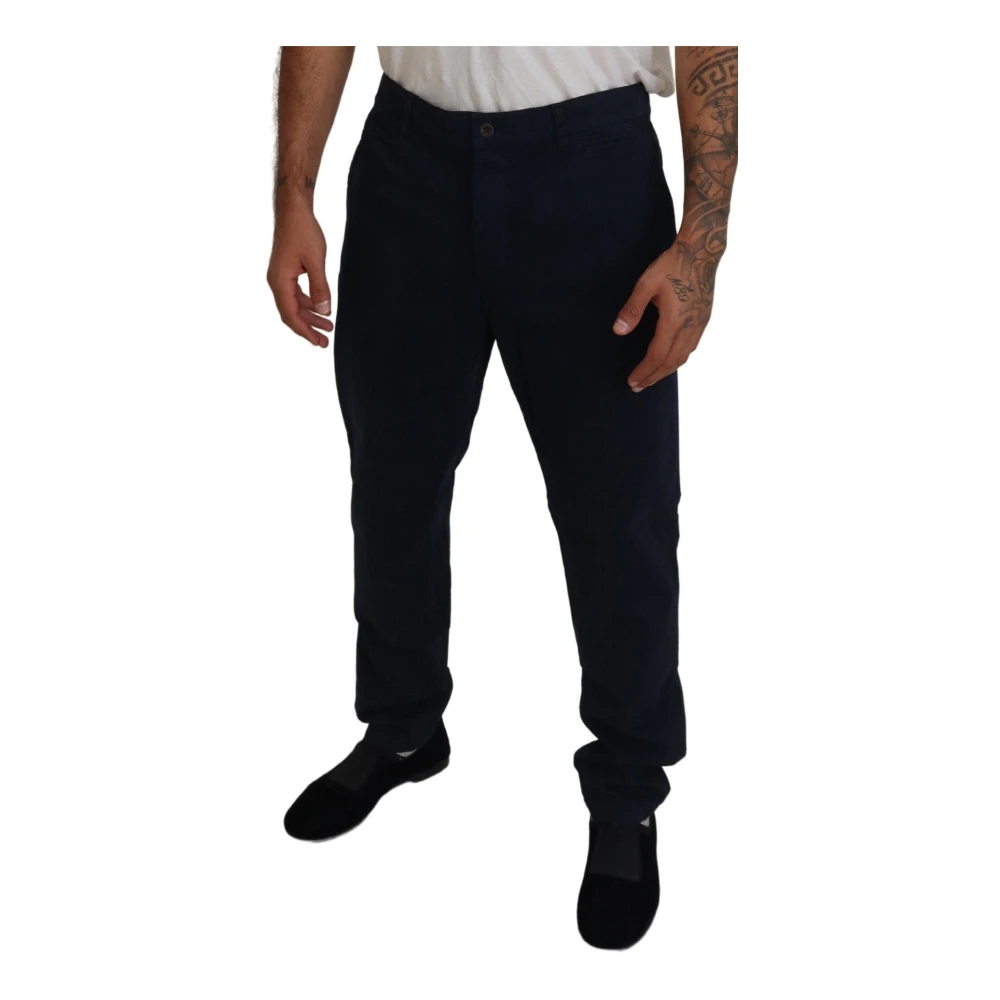 Dolce & Gabbana Blauwe Katoenen Formele Broek Blue Heren