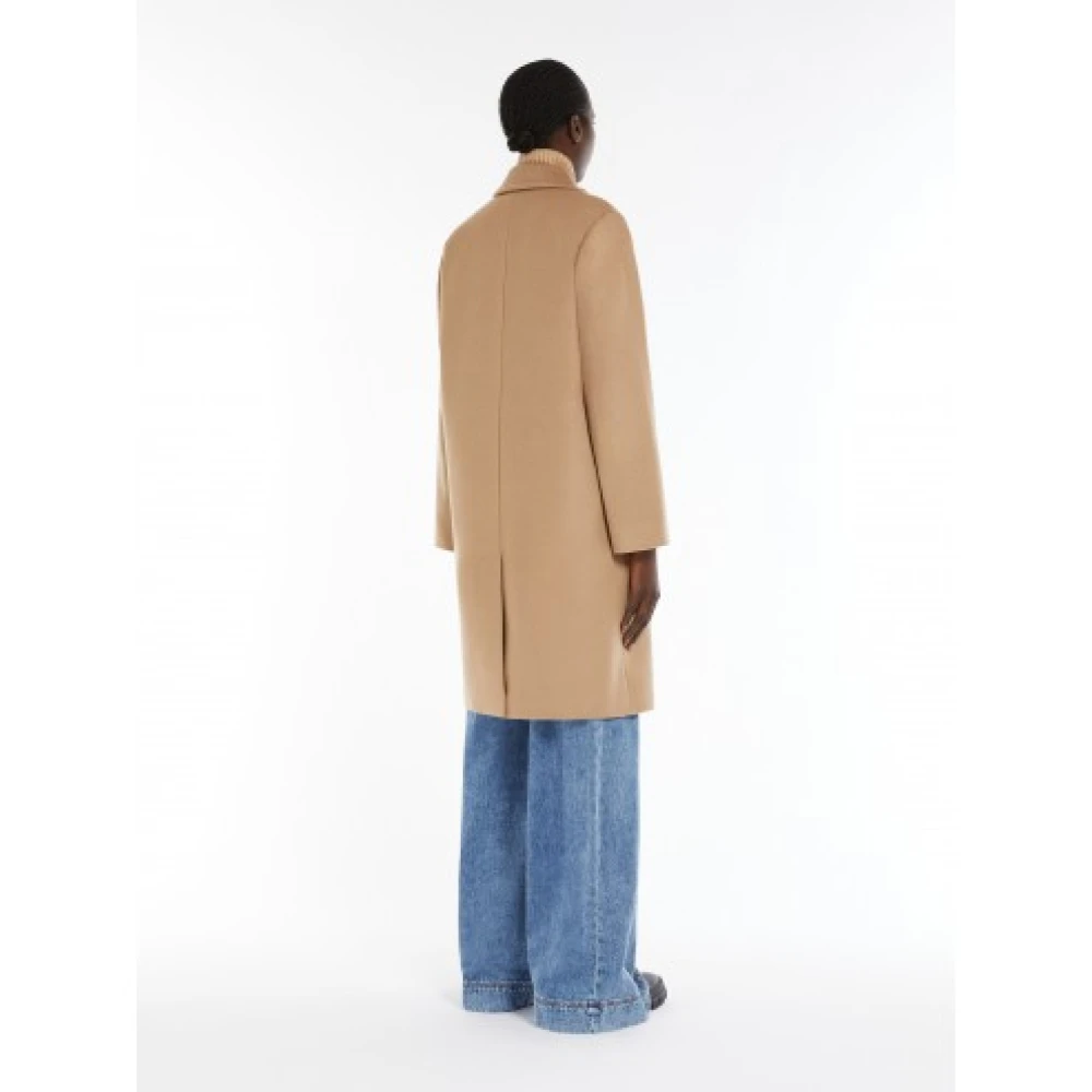 Max Mara Double-breasted wollen jas met brede revers Brown Dames