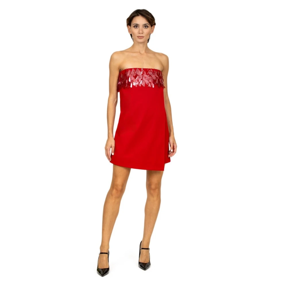 Amen Rode Polyester Jurk met Applicaties Red Dames