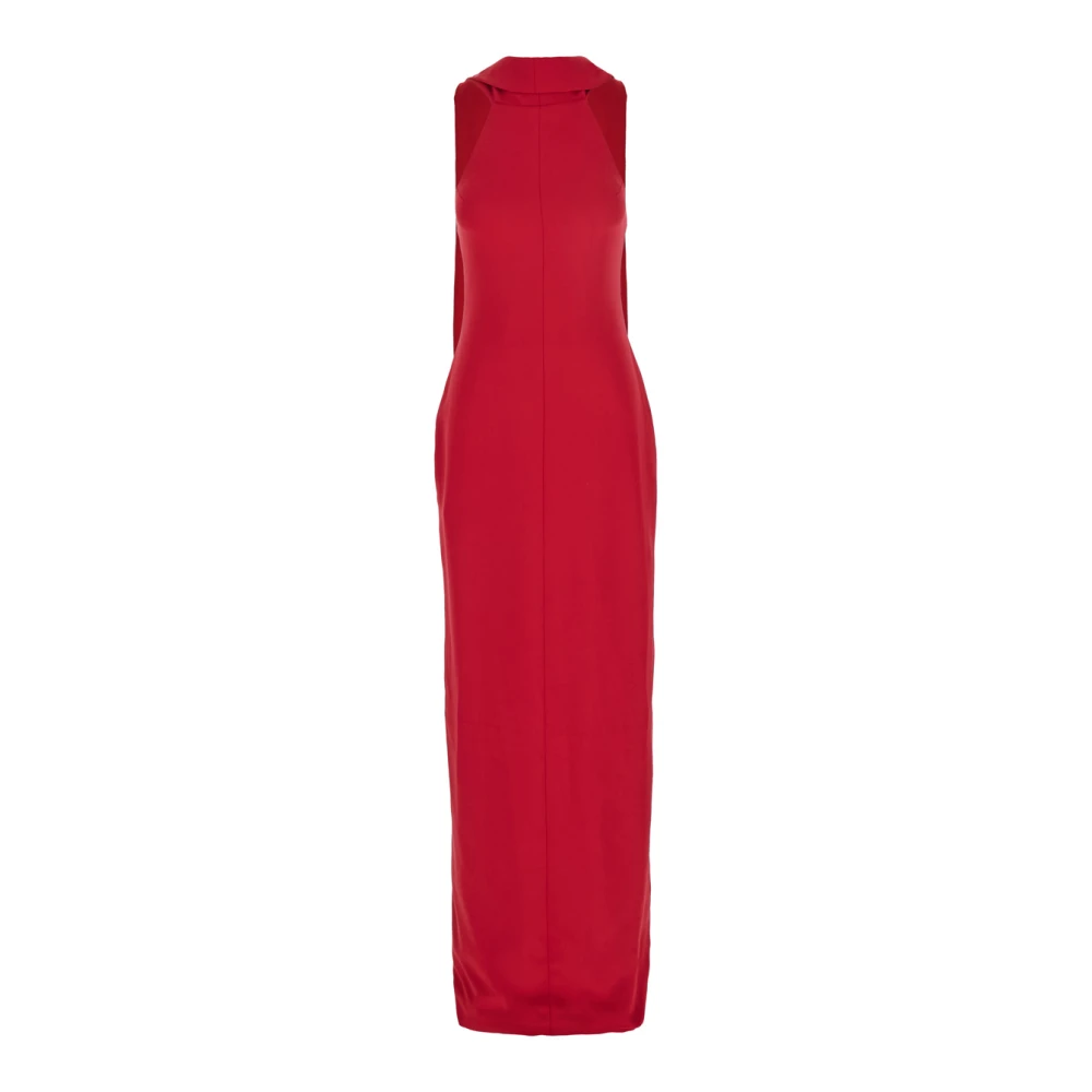 Solace London Rode mouwloze lange jurk met halternek Red Dames
