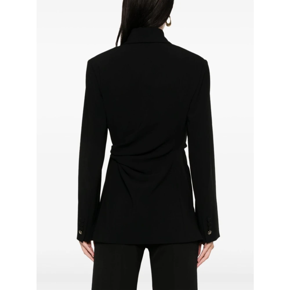 Max Mara Zwarte Wrapjas met Shawl Revers Black Dames