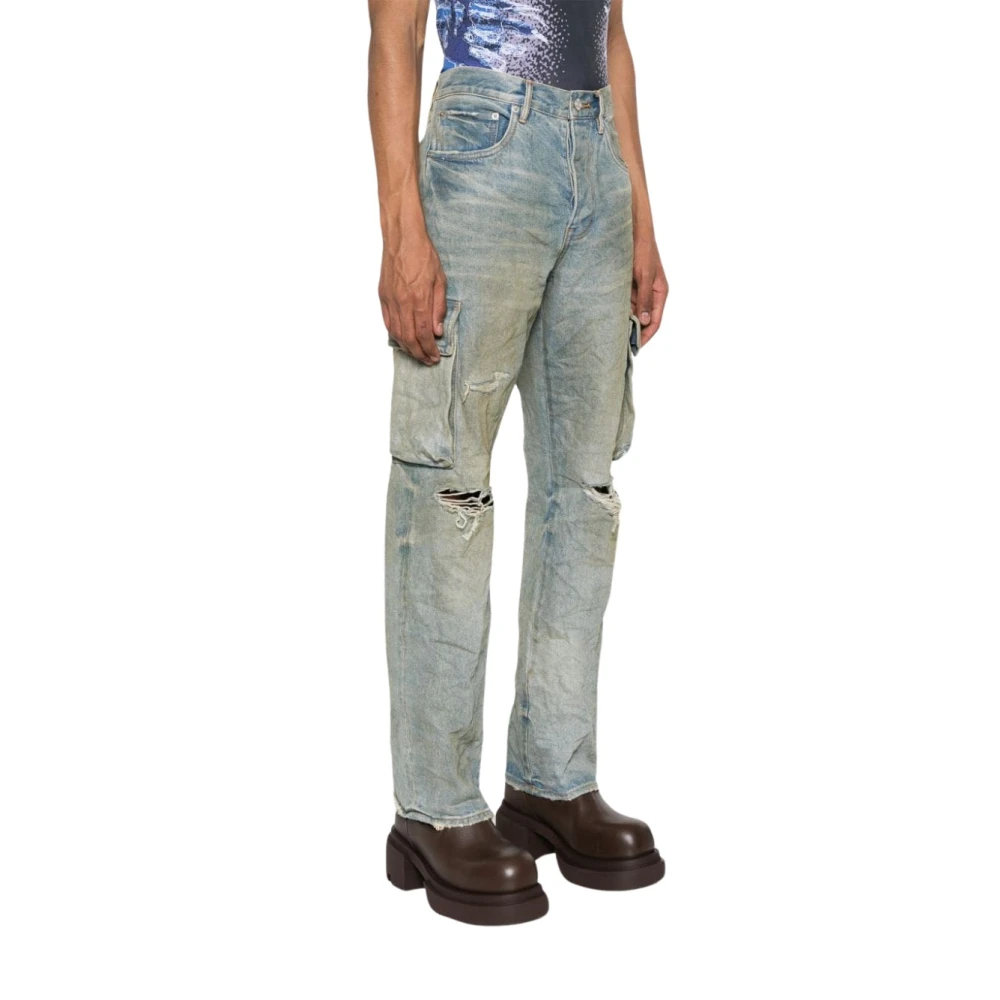 Purple Brand Cargo Jeans met Ripped-Detail Blue Heren