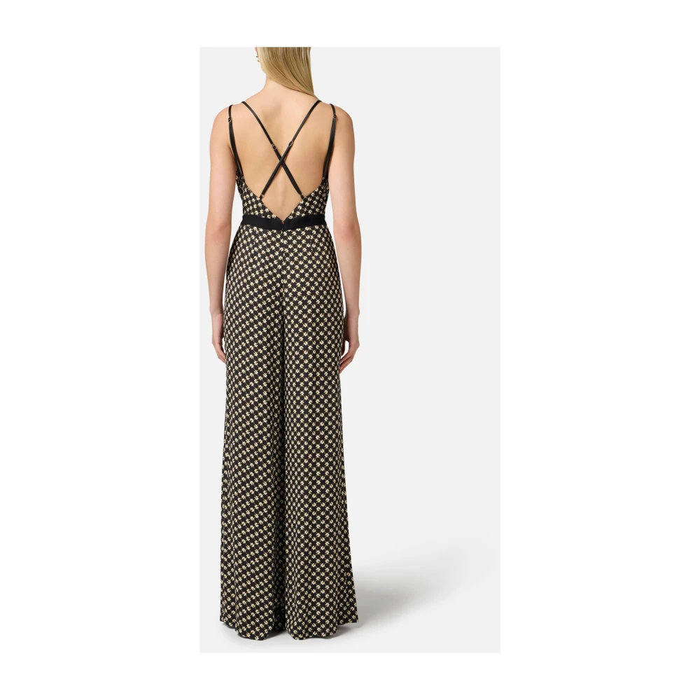 Elisabetta Franchi Georgette Jumpsuit met Diamantprint Multicolor Dames