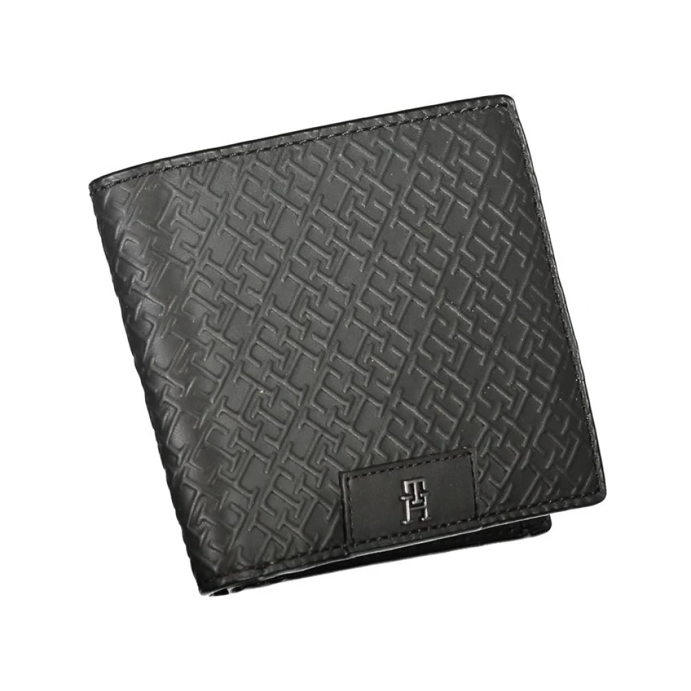 Tommy Hilfiger Zwarte Leren Portemonnee met Meerdere Compartimenten Black Heren