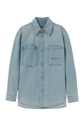 Flower Back Logo Denim Shirt