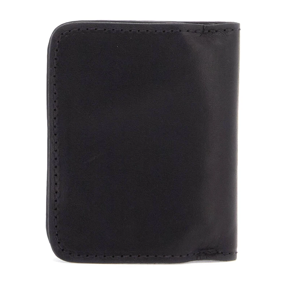 Guidi Zwarte Kangoeroeleer Herenportemonnee met Drukknoopsluiting Black Heren