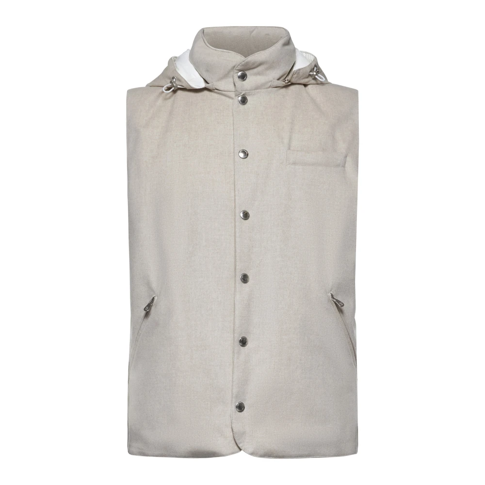 BRUNELLO CUCINELLI Ivoor Wollen Jas Beige Heren