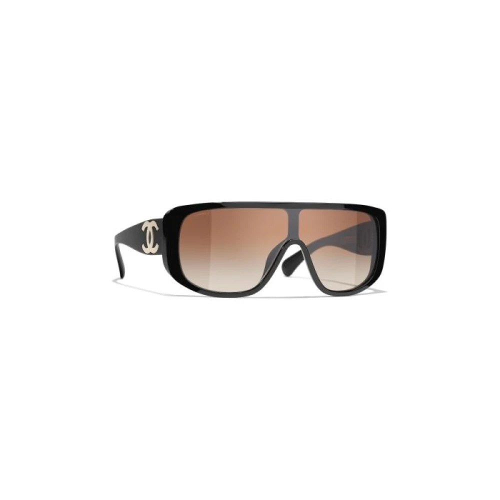 Chanel Eleganta svarta solglasögon med bruna linser Black, Dam