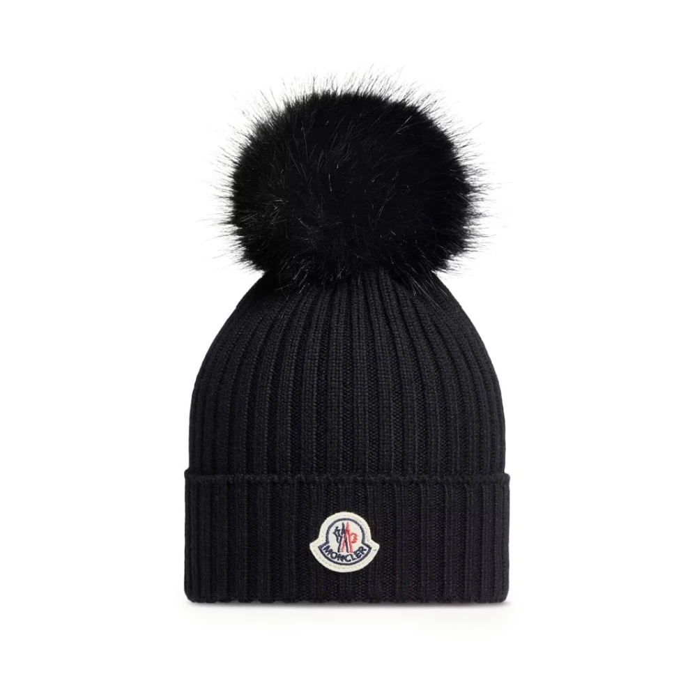Moncler Black Pom Pom Beanie - Unisex - Accessories - S - Accessories