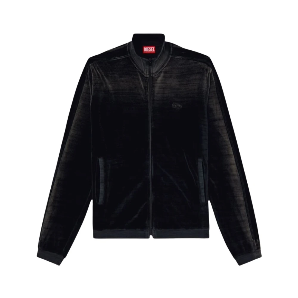 Diesel Chenille Utility Sweatshirt met Rits Black Heren
