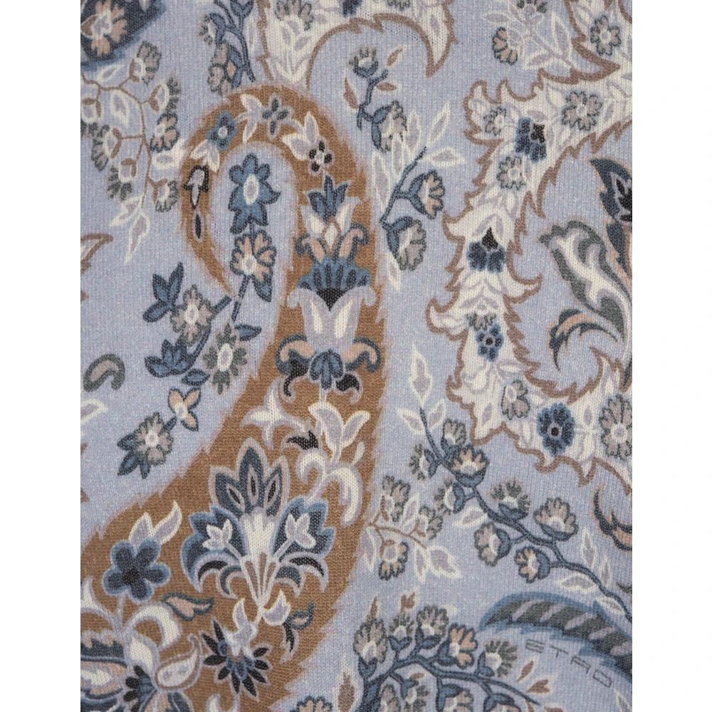 ETRO Blauwe Bloemen Paisley Zijde Kasjmier Trui Multicolor Heren