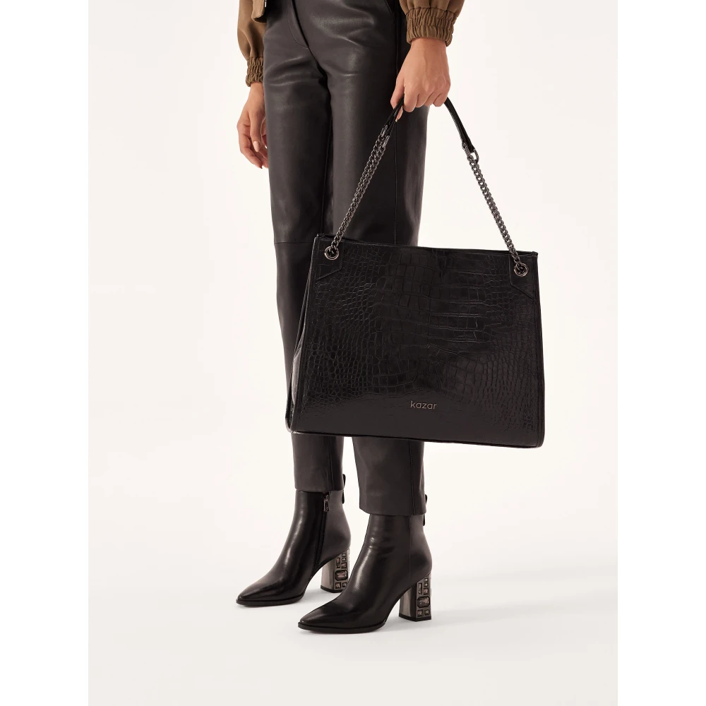 Kazar Elegante handtas met kettinghandvatten Black Dames