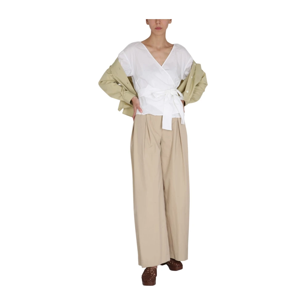 Michael Kors V-hals wikkelblouse White Dames