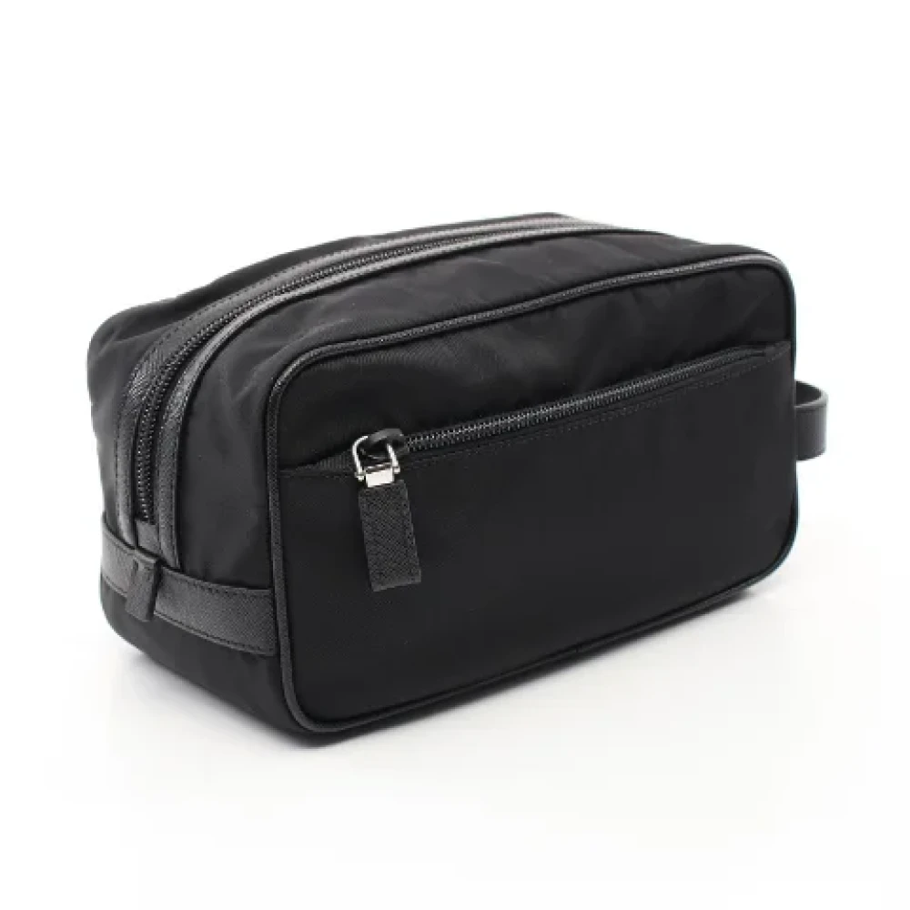 Prada Vintage Pre-owned Canvas clutches Black Dames