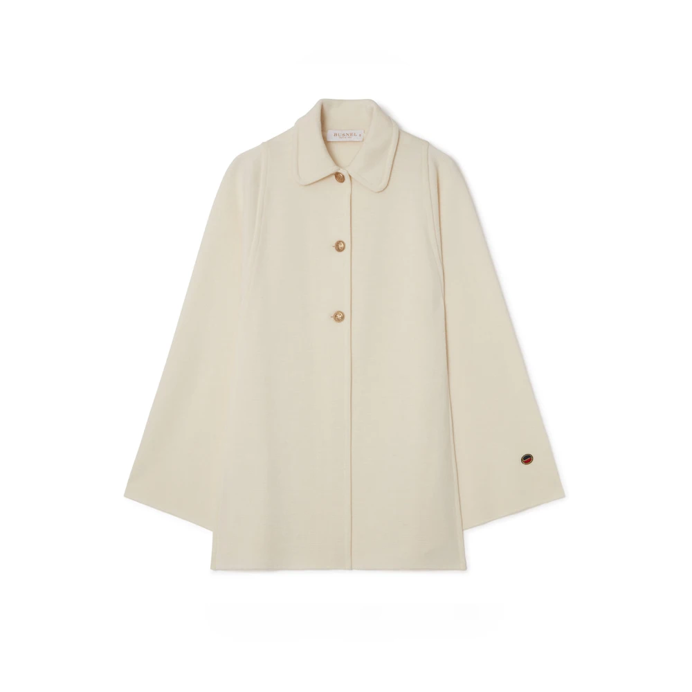Busnel Minou Cape Ecru Stijlvolle laagjesstuk met gouden ankerknopen Beige Dames
