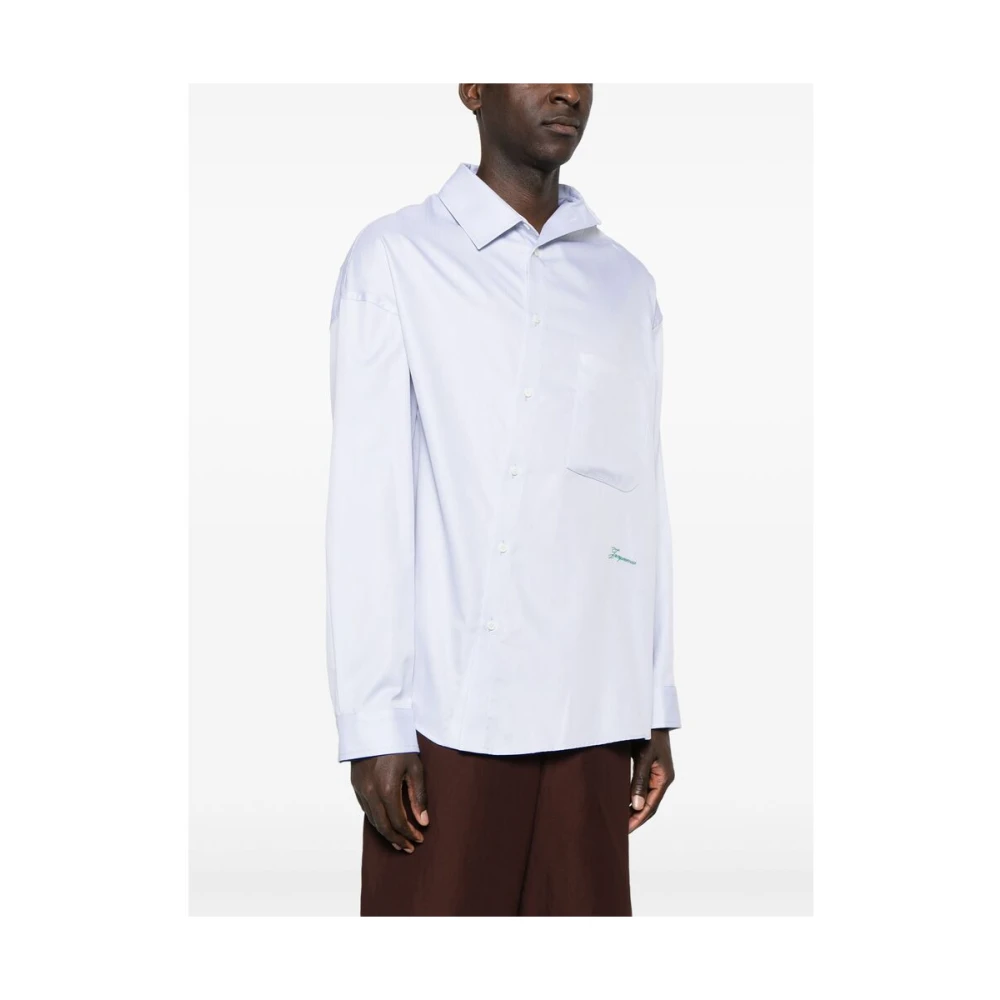 Jacquemus Lichtgrijze Knoopshirt met Borstzak Gray Heren