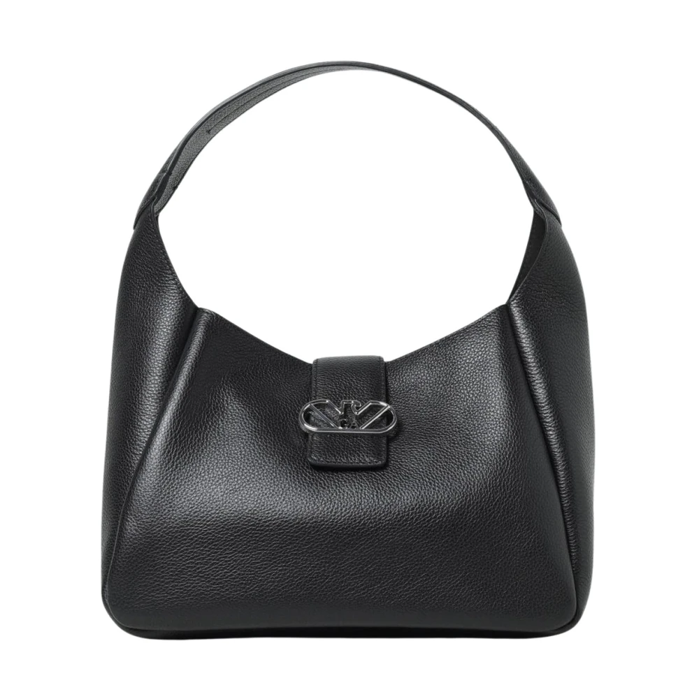Emporio Armani Women's Black Chic Leather Hobo Bag - Shoulder Bags - One Size - Bags