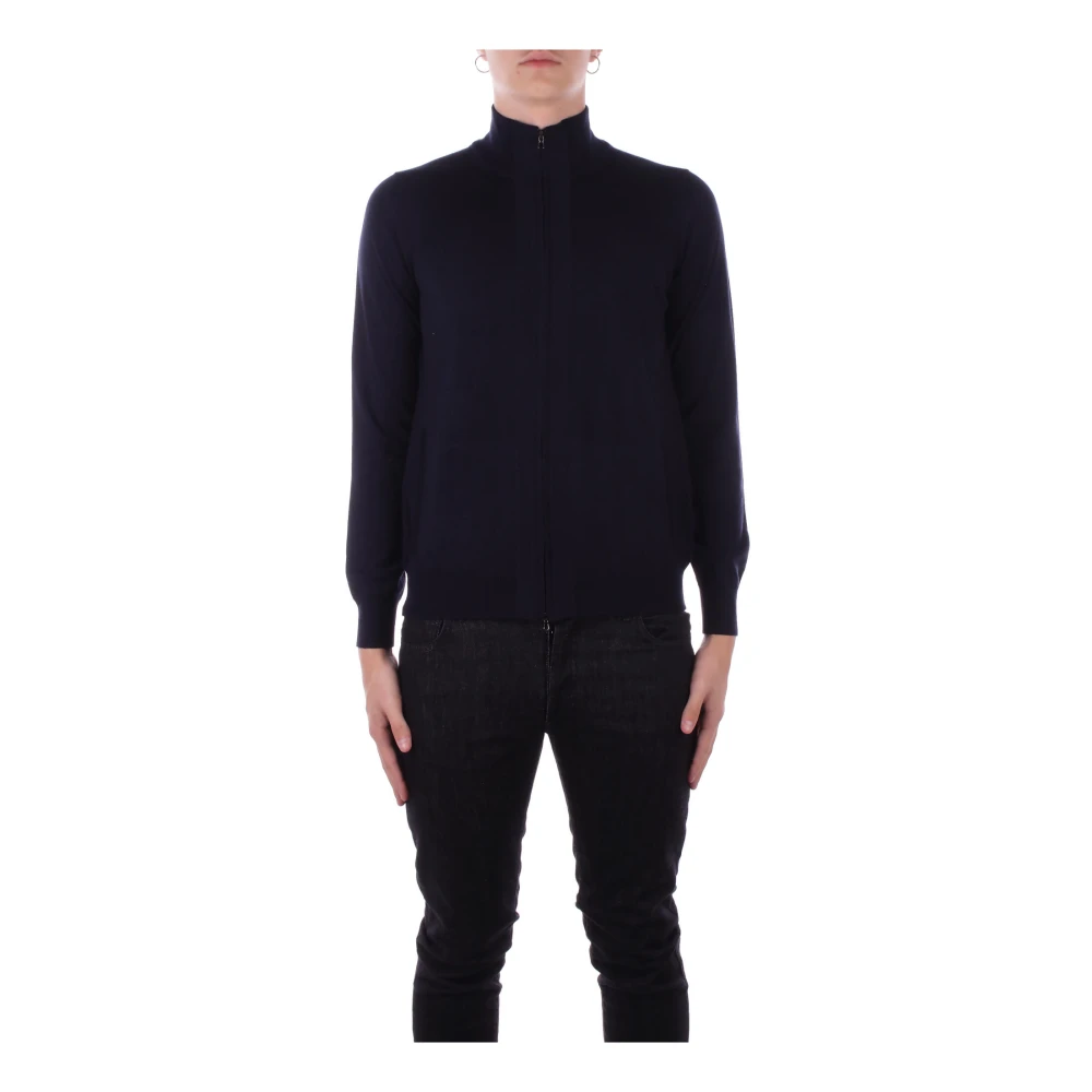 Alpha Studio Blauwe Sweater met Dubbele Ritszakken Blue Heren
