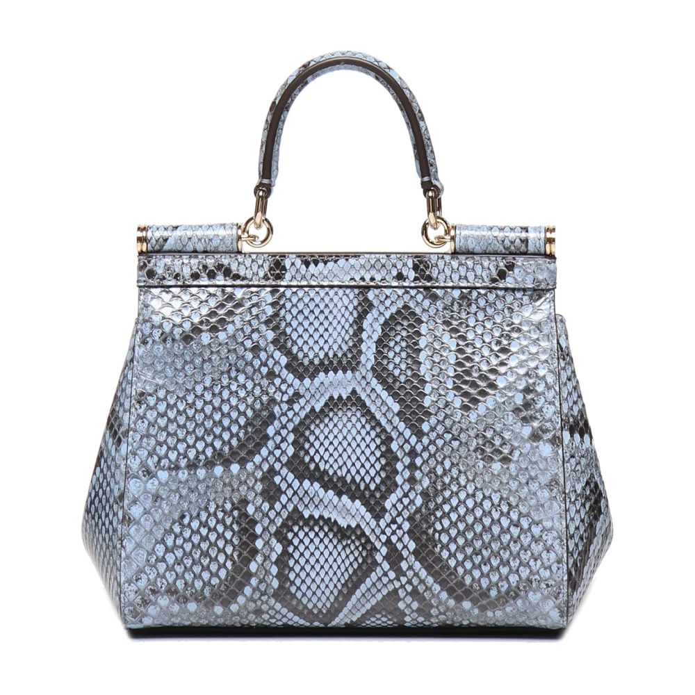 Dolce & Gabbana Slangenprint Leren Handtas met Spiegel Blue Dames
