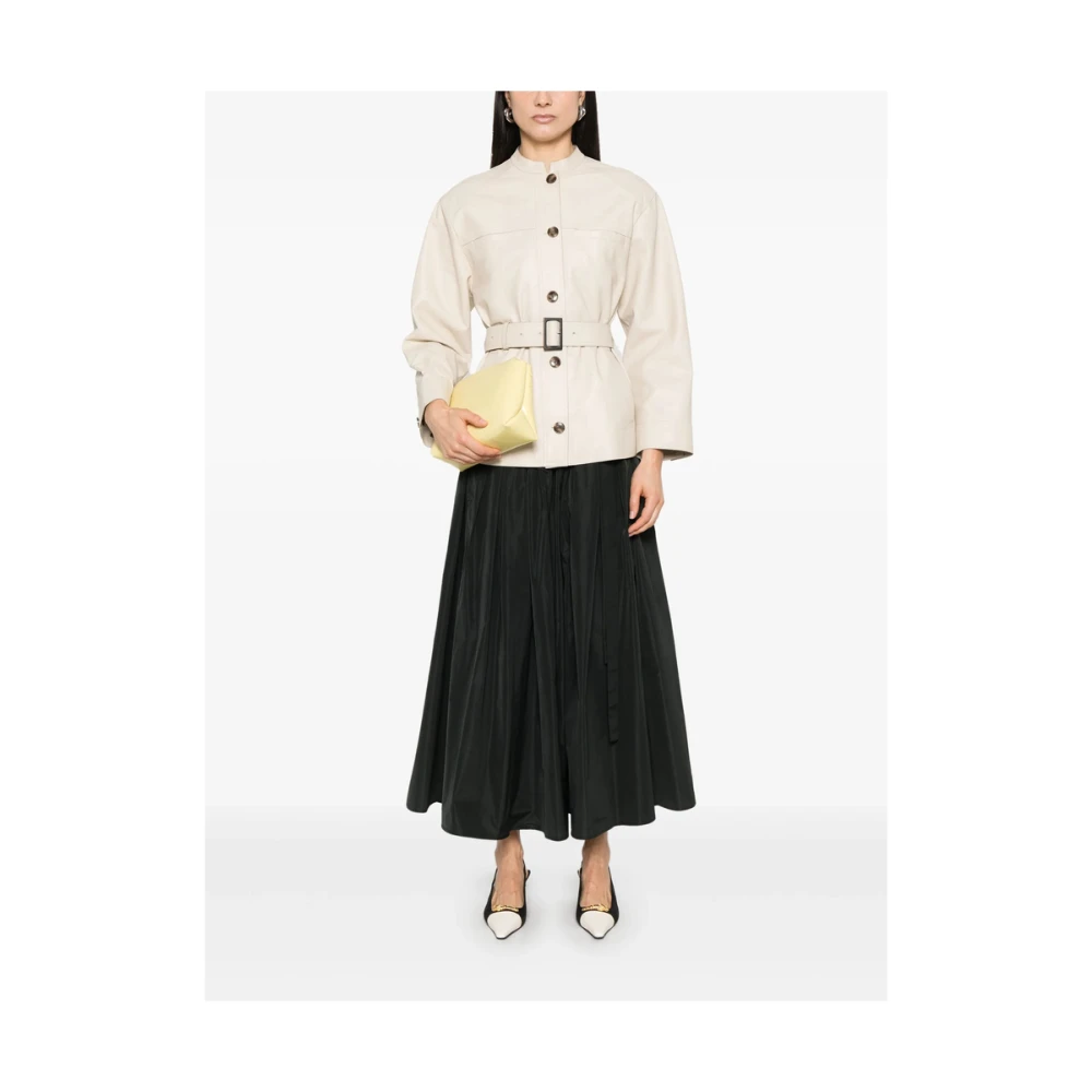 Yves Salomon Beige leren bovenkleding met riem White Dames