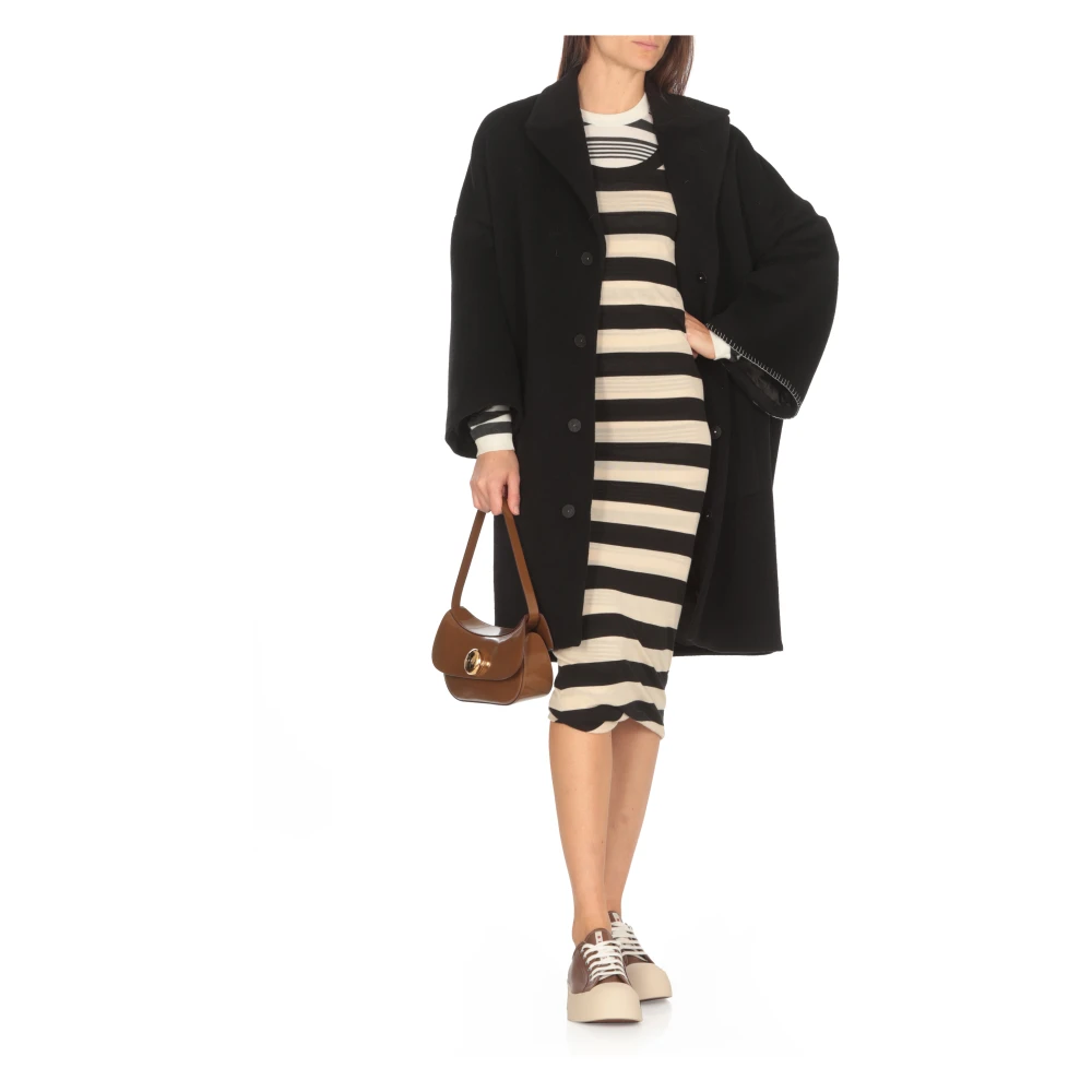 Marni Bruine Leren Dames Tas Drukknoopsluiting Brown Dames